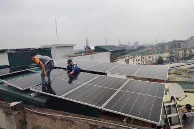 Lắp đặt điện mặt trời áp mái 12KW lưu trữ Ninh Hiệp, Gia Lâm